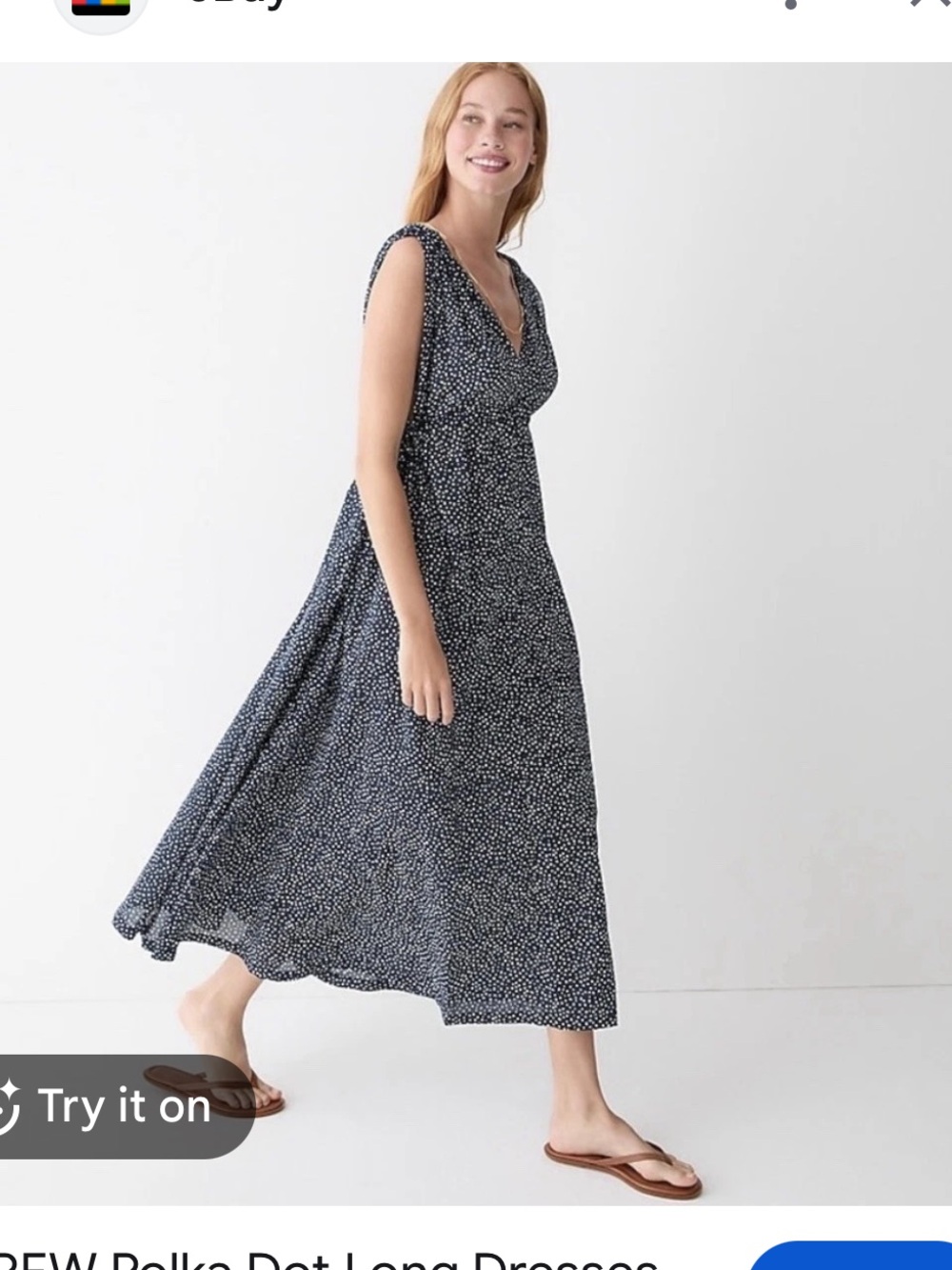 NWT J. Crew Maxi Dress Navy Blue Polka Dot Side-tie Beach Dress - Picture 7 of 8